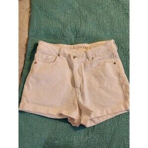 American Eagle Women's Size 4 White‎ Stretch Mid Rise Cuffed Shorts